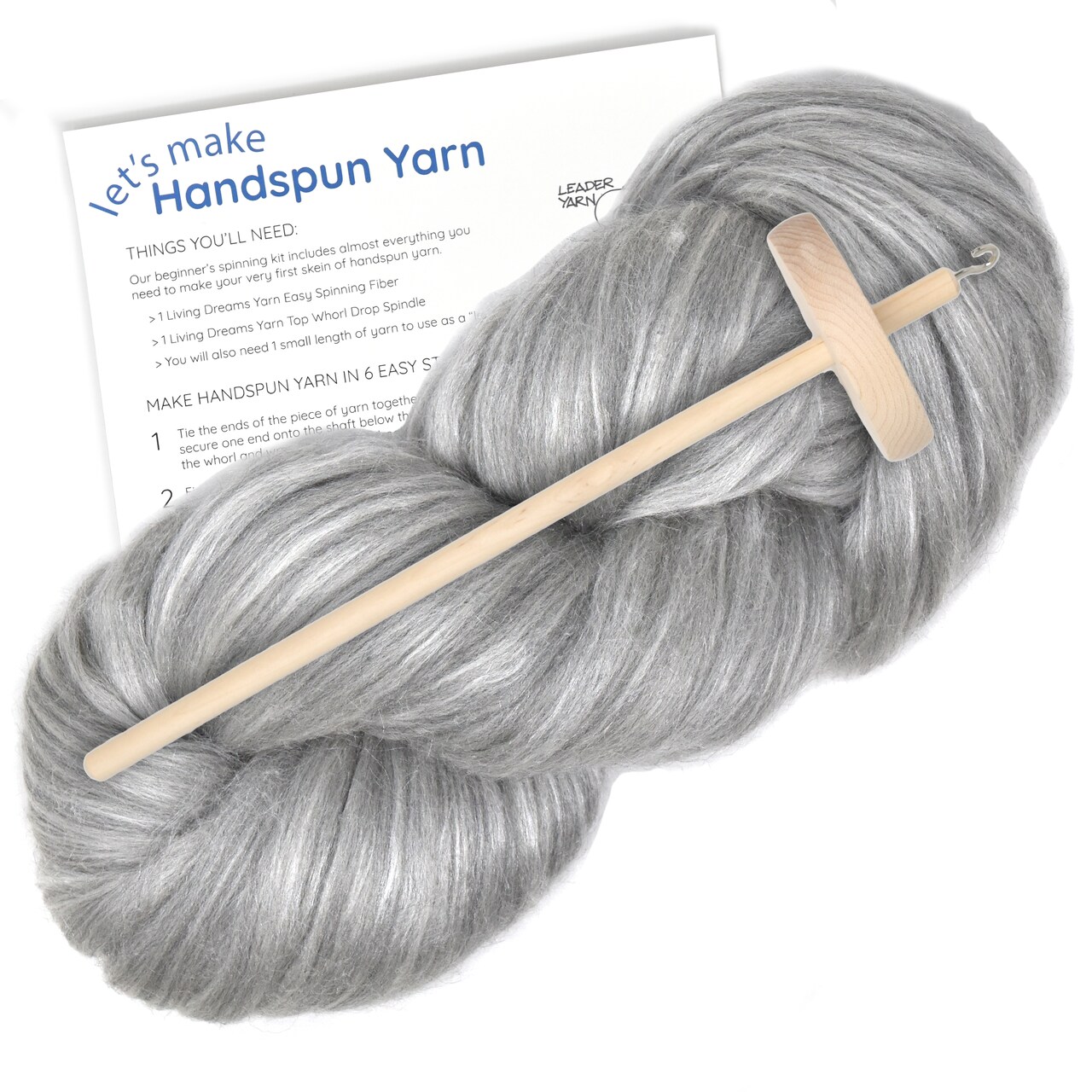 LEARN TO SPIN - Beginner's Spinning Kit with Drop Spindle and Merino/Silk Pencil Roving. Choose your color. Great gift idea
